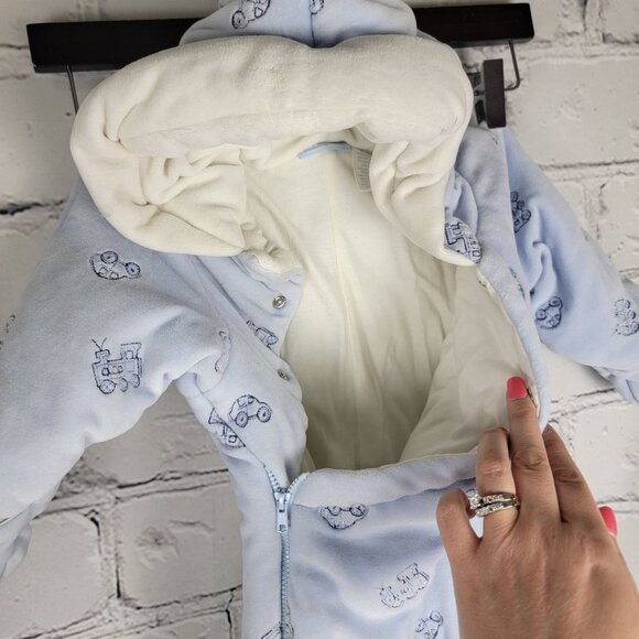 First Impressions Blue Infant Snowsuit 6-9 Months Onesie Romper Snow Winter - Picture 5 of 9